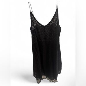 Vintage Intimately Free People Black Lace Slip Dress